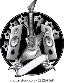 Rock guitar emblem