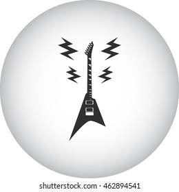 Rock guitar in festival lightning sign simple icon on background