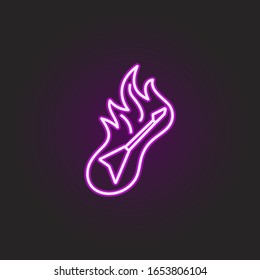 rock, guitar, fire, flame neon style icon. Simple thin line, outline vector of rock and roll icons for ui and ux, website or mobile application