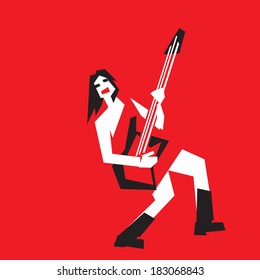 rock guitar girl, poster, cd cover template