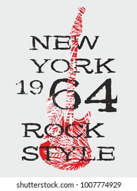 Rock guitar graphic design vector art