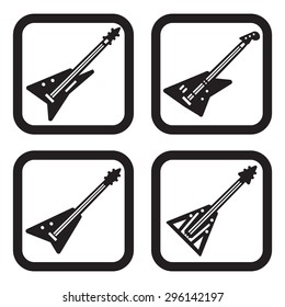 Rock guitar icon in four variations