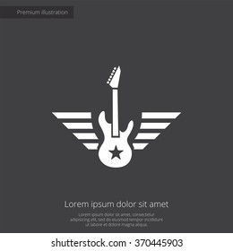 rock guitar icon, on dark background
