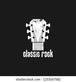 Rock guitar logo design template vector