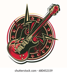 Rock guitar modern emblem