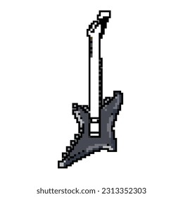 rock guitar music game pixel art retro vector. bit electric acoustic, instrument bass rock guitar music. old vintage illustration