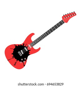 Rock guitar on isolated white background. Vector illustration