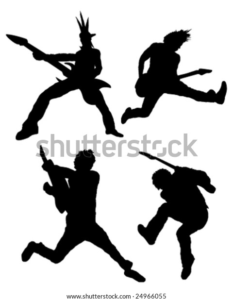 Rock Guitar Player Silhouettes Stock Vector (Royalty Free) 24966055