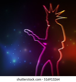 Rock guitar player vector neon background concept