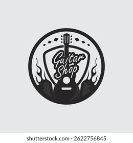 Rock Guitar Silhouette Logo Template

