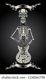 Rock guitar skeleton art