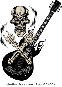 Rock Guitar Skeleton Drawing Art Stock Illustration 1300469494 ...