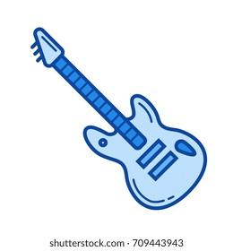 Rock guitar vector line icon isolated on white background. Rock guitar line icon for infographic, website or app. Blue icon designed on a grid system.