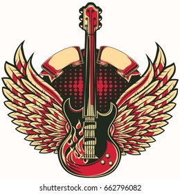 Rock Guitar Winged Emblem