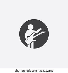 rock guitarist cut identity template icon design element