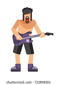 Rock guitarist with long dark hair and beard
