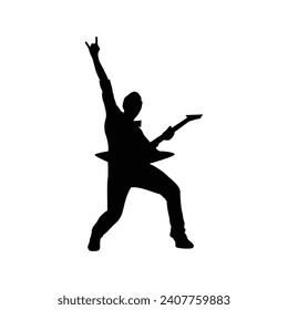 rock guitarist silhouette design illustration