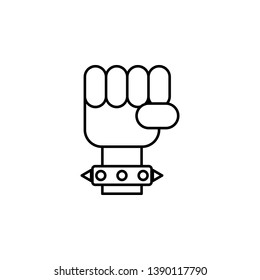 rock, hand, fist, bracelet icon. Element of rock and roll icon. Thin line icon for website design and development, app development. Premium icon