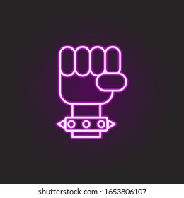 rock, hand, fist, bracelet neon style icon. Simple thin line, outline vector of rock and roll icons for ui and ux, website or mobile application