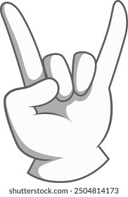 Rock hand gesture. Comic white glove hand icon