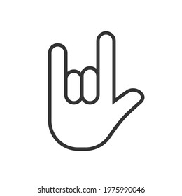 Rock hand gesture icon. Devil horns sign. Heavy metal music symbol. Mouse click cursor logo silhouette. Vector illustration image.