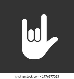 Rock hand gesture icon. Devil horns sign. Heavy metal music symbol. Mouse click cursor logo silhouette. Vector illustration image.