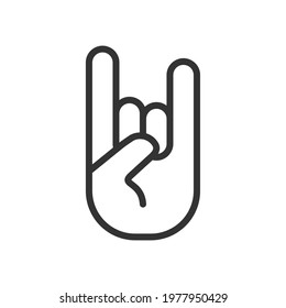 Rock hand gesture icon. Devil horns sign. Heavy metal music symbol. Mouse click cursor logo silhouette. Vector illustration image.