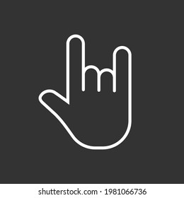 Rock hand gesture icon. Devil horns sign. Heavy metal music symbol. Mouse click cursor logo silhouette. Vector illustration image.