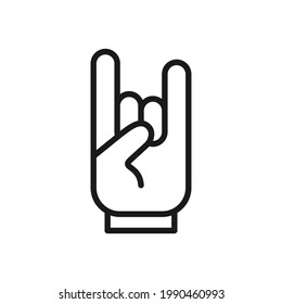 Rock hand gesture icon. Devil horns sign. Heavy metal music symbol. Mouse click cursor logo silhouette. Vector illustration image.