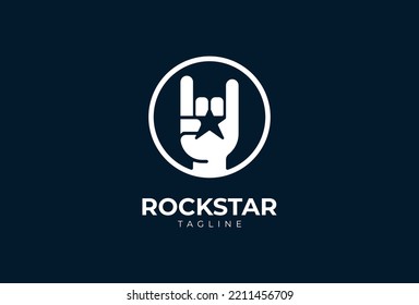 Rock Hand gesture logo, hand with star combination, vector illustration