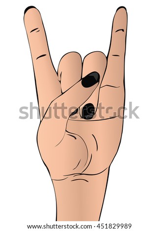 Rock hand gesture on white background