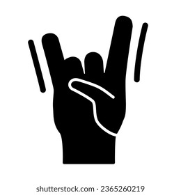 Rock hand gesture solid icon, Music festival concept, rock and roll sign on white background, hard rock or heavy metal hand icon in glyph style for mobile and web design. Vector graphics
