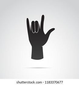 Rock hand gesture vector icon.