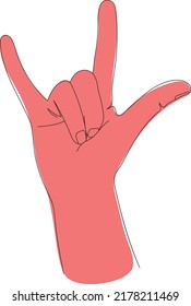 Rock Hand Gesture, Vector Outline