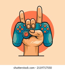 
Rock Hand Hold Game Controller Vector Illustration