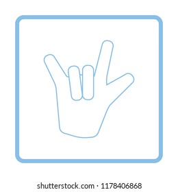 Rock hand icon. Blue frame design. Vector illustration.