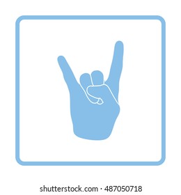 Rock hand icon. Blue frame design. Vector illustration.