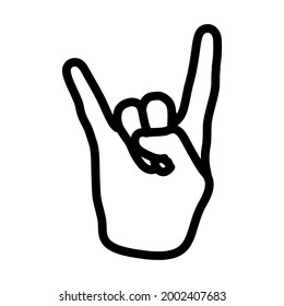 Rock Hand Icon. Bold outline design with editable stroke width. Vector Illustration.