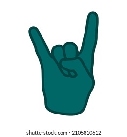 Rock Hand Icon. Editable Bold Outline With Color Fill Design. Vector Illustration.