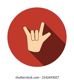 Rock Hand Icon. Editable Bold Outline With Color Fill Design. Vector Illustration.
