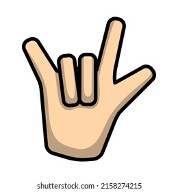Rock Hand Icon. Editable Bold Outline With Color Fill Design. Vector Illustration.