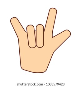 Rock hand icon. Flat color design. Vector illustration.