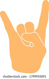 Rock Hand Icon. Flat Color Design. Vector Illustration.