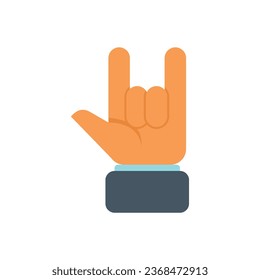Rock hand icon flat vector. Pose sign. Touch up isolated