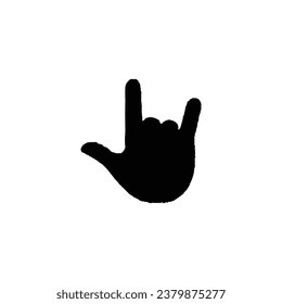 Rock hand icon. Simple style rock festival ticket poster background symbol. Rock brand logo design element. Rock hand t-shirt printing. Vector for sticker.
