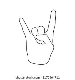 Rock hand icon. Thin line design. Vector illustration.