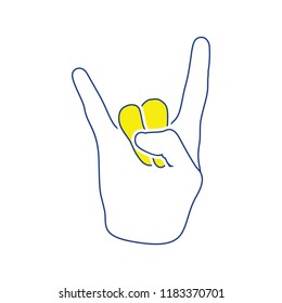 Rock hand icon. Thin line design. Vector illustration.
