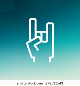 Rock hand icon thin line for web and mobile, modern minimalistic flat design. Vector white icon on gradient mesh background.