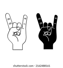 Rock Hand icon vector set. rock and roll illustration sign collection. rock concert symbol or logo.