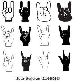 Rock Hand icon vector set. rock and roll illustration sign collection. rock concert symbol or logo.